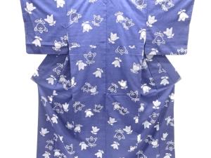 大正ロマン　型染橘模様手織り紬着物